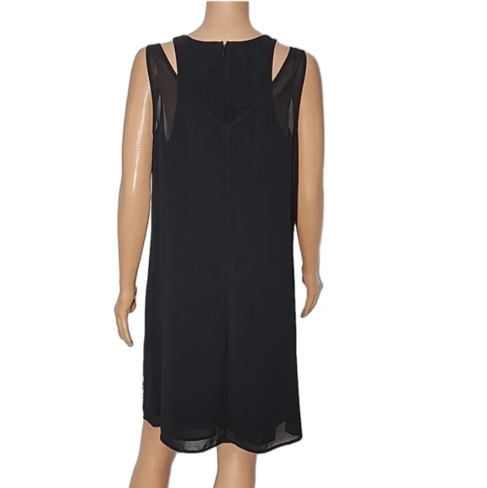 Nicole‎ Miller Shift Dress Black Embellished Beaded Sleeveless Lined Size 10